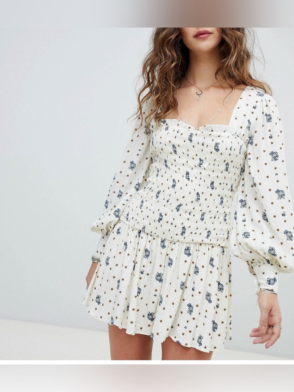 Free People Two Faces ruched waist mini dress, small